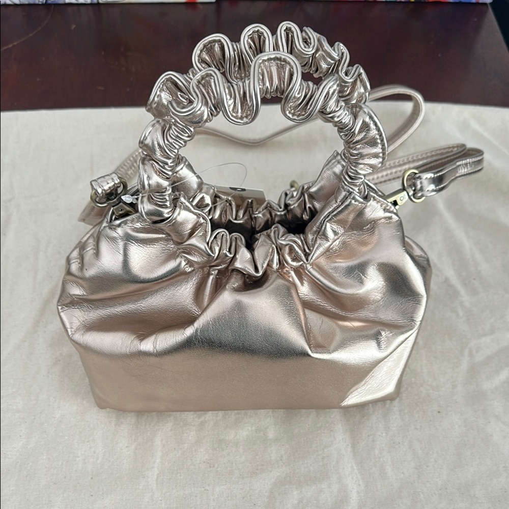 Anthropologie Metallic Silver Mini Bag